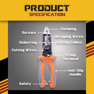 6 In 1 Multifunctional Electrician Pliers. Cuts, crimps, and strip wires, 1 Tool for all jobs