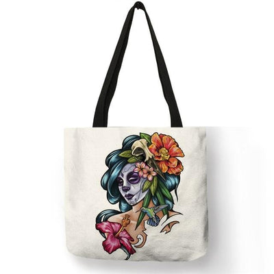 Sugar Skull Girl Shopping Bags great design allows you to show you have style and taste