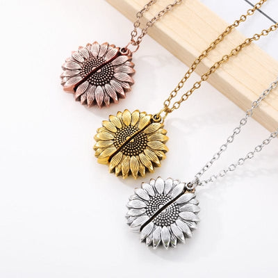 Sunflower Necklaces For Women Stainless Steel Open Locket You Are My Sunshine Sunflower Necklace Birthday Gift Boho Jewelry Bff - Necklace