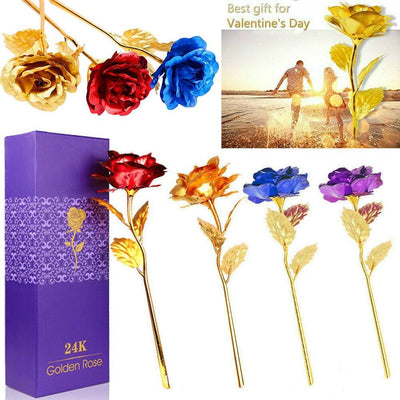 24k Gold Plated Rose Flower With Box  Valentine's Day Gift, Festive Party