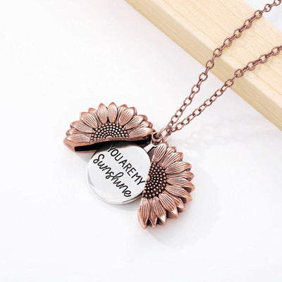 Sunflower Necklaces For Women Stainless Steel Open Locket You Are My Sunshine Sunflower Necklace Birthday Gift Boho Jewelry Bff - Necklace