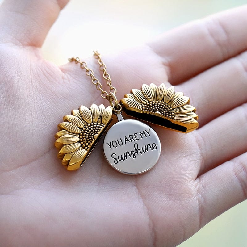 Sunflower Necklaces For Women Stainless Steel Open Locket You Are My Sunshine Sunflower Necklace Birthday Gift Boho Jewelry Bff - Necklace