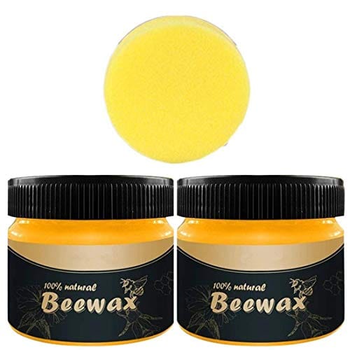 2 PACK Wood Seasoning Beewax, Multipurpose Natural Beeswax Wood Furniture Cleaner and Polish for Furniture, Floor, Tables, Cabinets