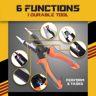 6 In 1 Multifunctional Electrician Pliers. Cuts, crimps, and strip wires, 1 Tool for all jobs