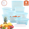 8PCS Silicone Food Storage Bag Reusable Stand Up Zip Shut Bag Leakproof Containers