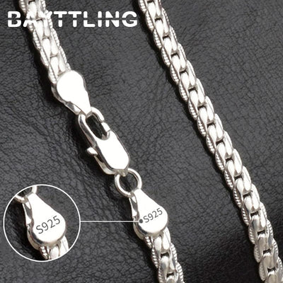 Sterling Silver  Chain Necklace For Women Men Fashion Jewelry Gifts
