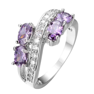 Sterling Silver  Ring Natural Amethyst  Ring Size 6 -10