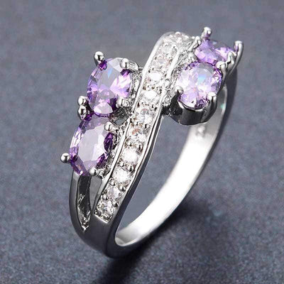 Sterling Silver  Ring Natural Amethyst  Ring Size 6 -10