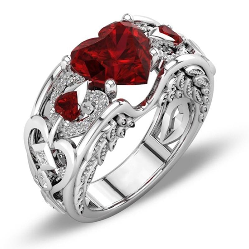 925 Sterling Silver Princess Heart Zircon Ring