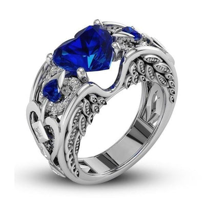 925 Sterling Silver Princess Heart Zircon Ring