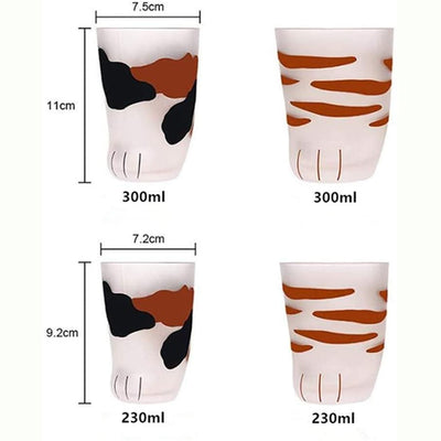Glass Cup Cat Feet Cups Heat resistant glass Coffee Mugs Cat Paw  Milk Transparent