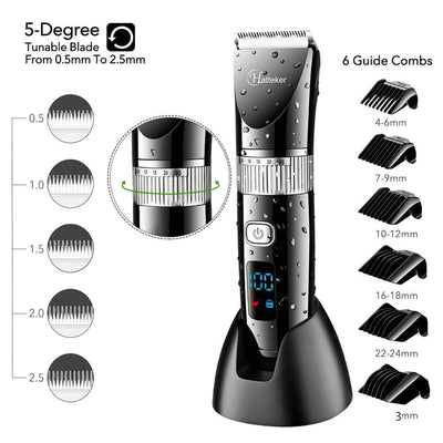 HATTEKER Professional Hair Clipper Ceramic Blade Waterproof Electric Hair Trimmer LED Display Haircut Machine for Men|Hair Trimmers|