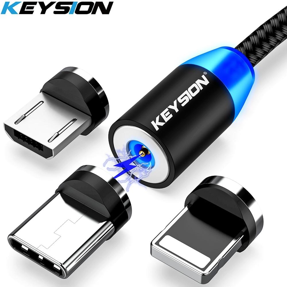 KEYSION LED Magnetic USB Cable Charging Cable Magnet Charger. IOS. iPhone C Type and  Micro USB Cable Mobile Phone Cable USB
