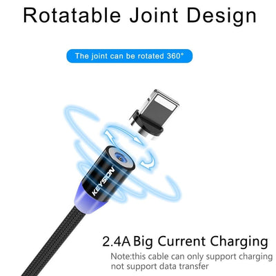 KEYSION LED Magnetic USB Cable Charging Cable Magnet Charger. IOS. iPhone C Type and  Micro USB Cable Mobile Phone Cable USB