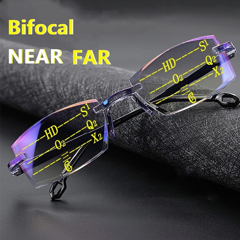 New Diamond cut Bifocal Progressive Reading Glasses  Blue Light Blocking Multifocal, Ultralight Rimless. Never Worry About Breaking Your Glasses Again. Buy Now!
