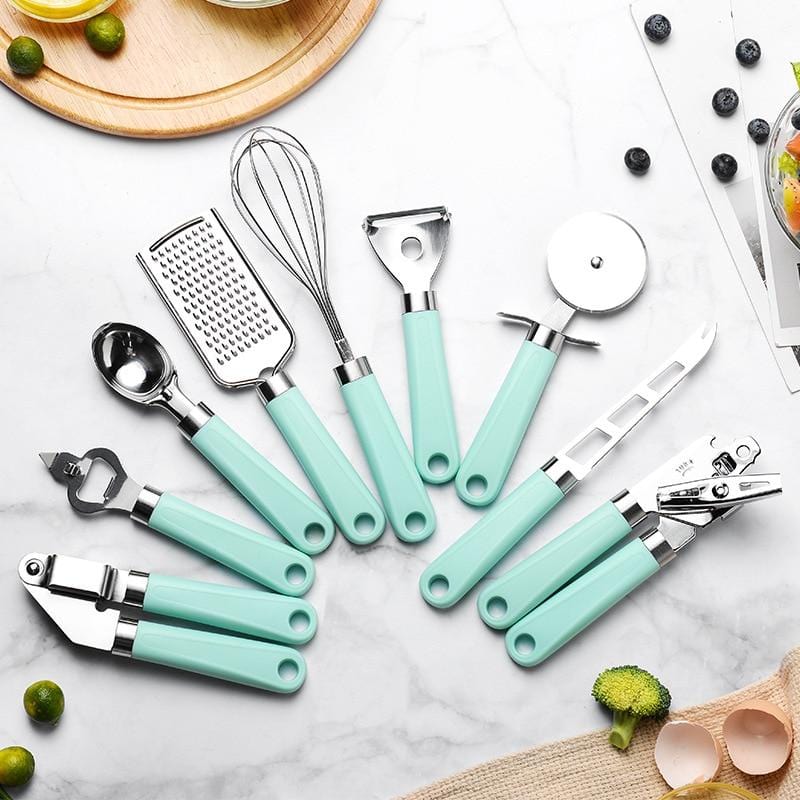  Kitchen Gadgets Set 5 Pieces, Space Saving Cooking Tools Cheese  Grater, Bottle Opener, Fruit/Vegetable Peeler, Pizza Cutter, Garlic/Ginger  Grinder, Stainless Steel Accessories Dishwasher Safe(Blue)…: Home & Kitchen