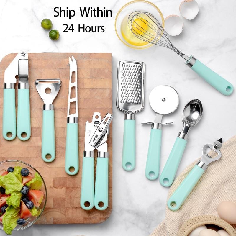  Kitchen Gadgets Set 5 Pieces, Space Saving Cooking Tools Cheese  Grater, Bottle Opener, Fruit/Vegetable Peeler, Pizza Cutter, Garlic/Ginger  Grinder, Stainless Steel Accessories Dishwasher Safe(Blue)…: Home & Kitchen