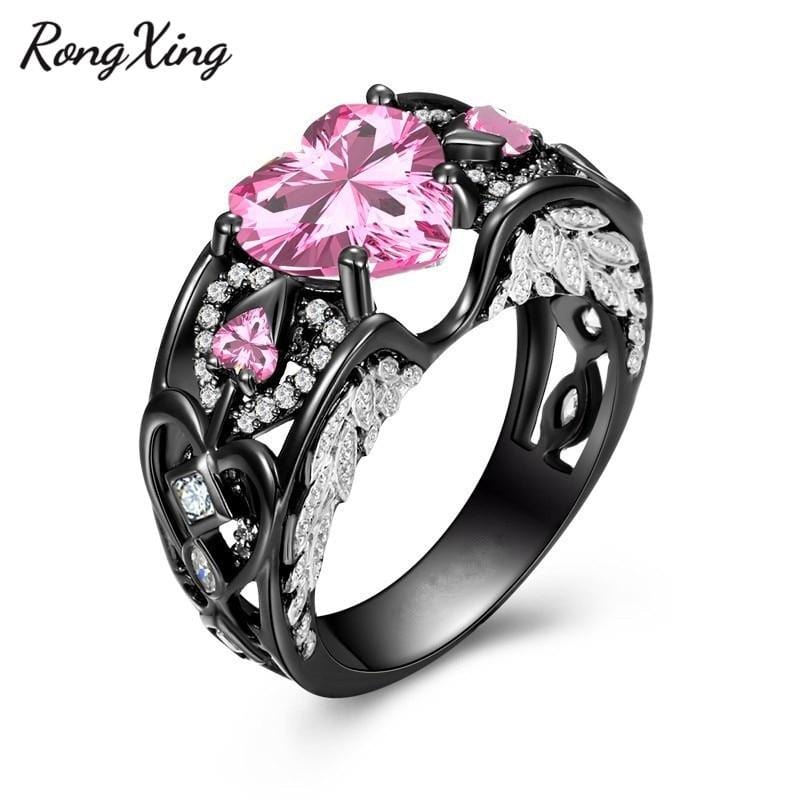 Elegant Lucky Angel Ring Pink Heart