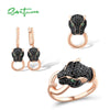Sterling Silver Trendy Panther Ring Earrings Pendant Set Black Green Spinel Fine Jewelry Sets|