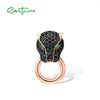 Sterling Silver Trendy Panther Ring Earrings Pendant Set Black Green Spinel Fine Jewelry Sets|