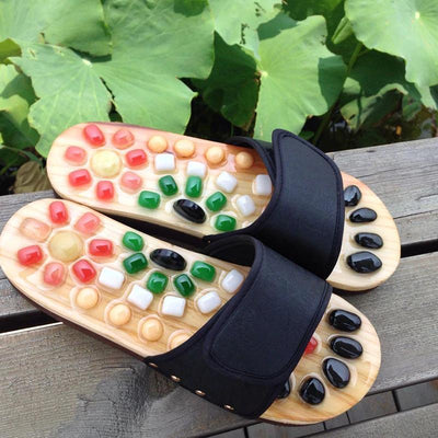 Sliders with Earth Stone. Reflexology, revitalize your body  pressure  points of your feet.  Affordable