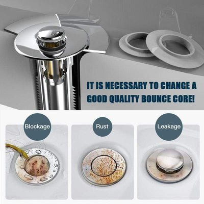 Stainless Steel Bounce Core Push-Type Converter. Catch Hair stops sinks from getting blocked. *** Note: New model Improve Size Ranges To Fit Multiply Sinks New product matches the size of 24-48mm