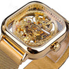 Transparent Skeleton Glass Mechanical Automatic Self Wind Men Watches