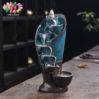 New Torch Design With 20 Cones Waterfall Incense Burner Creative Home Decor