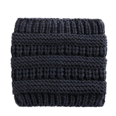 Knitted Hat Ponytail Beanie Casual  Solid Colors