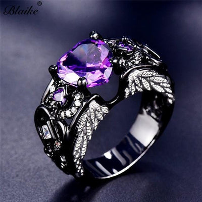 Luxury Angel  Purple Heart Ring   AA Zircon Birthstone
